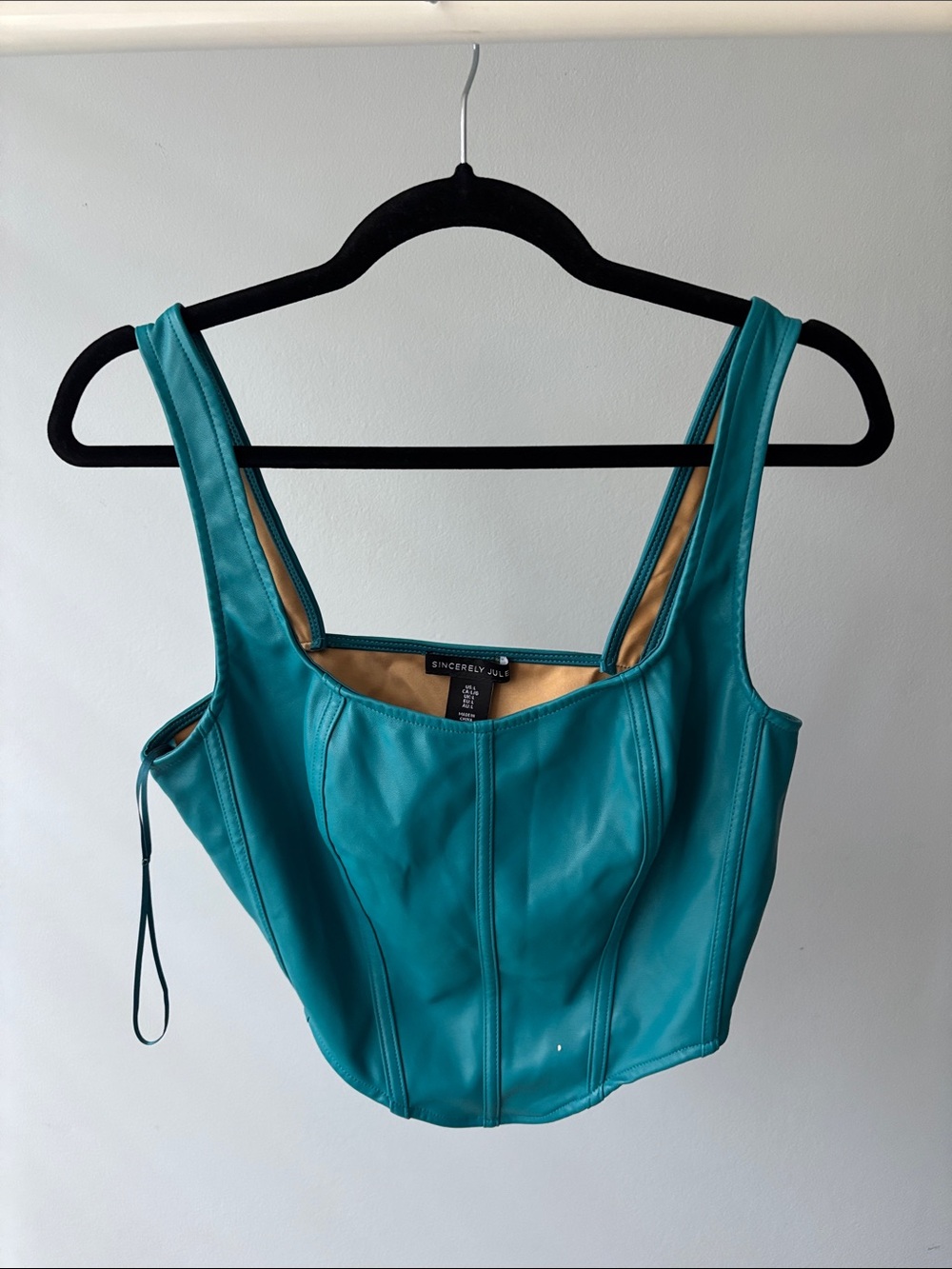 Sincerely Jules Teal Faux Leather Crop Top